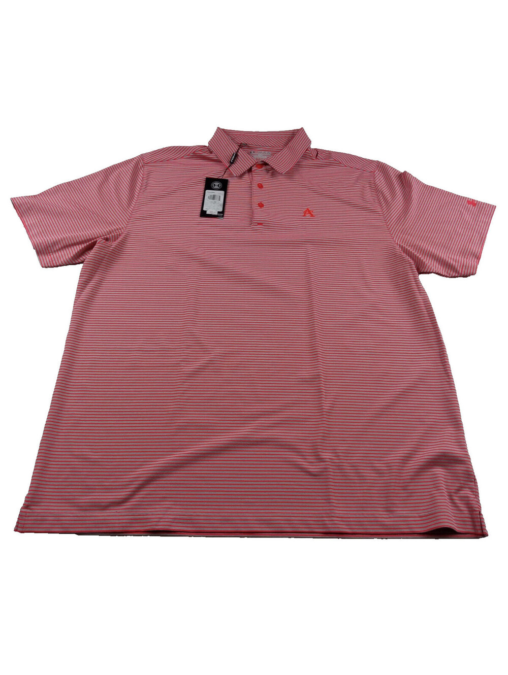 Under Armour Polo Shirt Mens 2XL Red Grey Stripe Ashland Golf Club Logo NWT 2XL